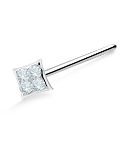 Stone Square Shaped Silver Straight Nose Stud NSKA-623